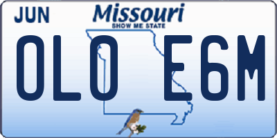 MO license plate OL0E6M