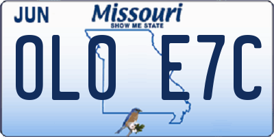 MO license plate OL0E7C