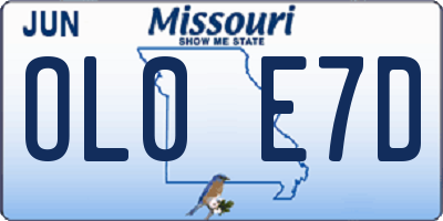 MO license plate OL0E7D