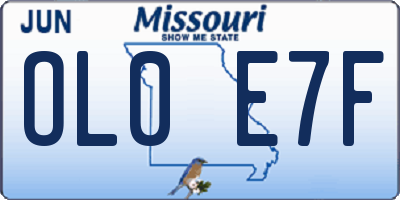 MO license plate OL0E7F