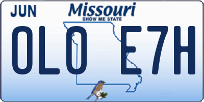 MO license plate OL0E7H