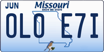 MO license plate OL0E7I