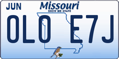 MO license plate OL0E7J