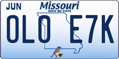 MO license plate OL0E7K