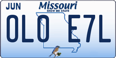 MO license plate OL0E7L