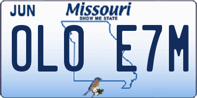 MO license plate OL0E7M