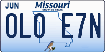 MO license plate OL0E7N