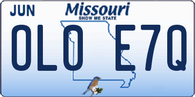 MO license plate OL0E7Q