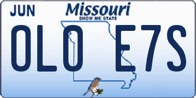 MO license plate OL0E7S