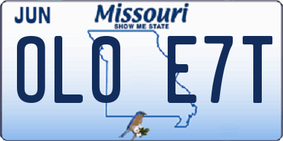 MO license plate OL0E7T