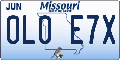 MO license plate OL0E7X