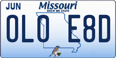 MO license plate OL0E8D