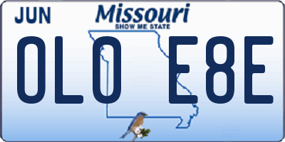 MO license plate OL0E8E