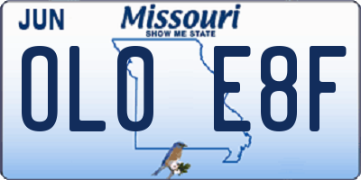 MO license plate OL0E8F