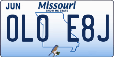 MO license plate OL0E8J