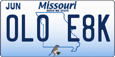 MO license plate OL0E8K