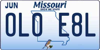 MO license plate OL0E8L