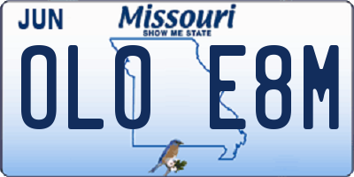 MO license plate OL0E8M