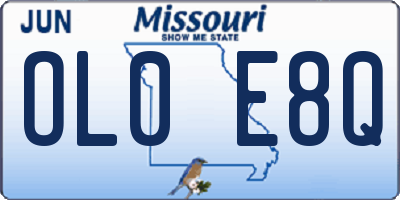 MO license plate OL0E8Q