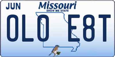 MO license plate OL0E8T