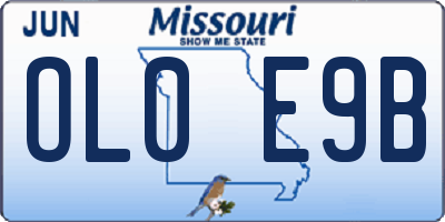 MO license plate OL0E9B