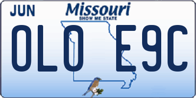 MO license plate OL0E9C