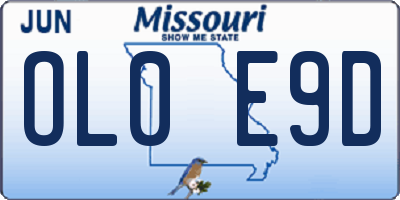 MO license plate OL0E9D