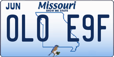 MO license plate OL0E9F