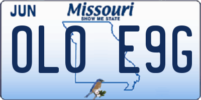 MO license plate OL0E9G