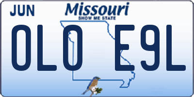 MO license plate OL0E9L