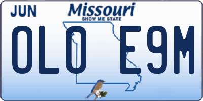 MO license plate OL0E9M