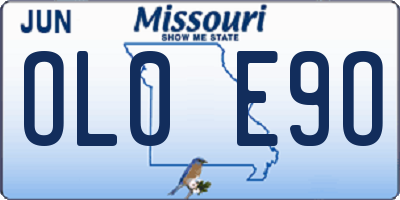 MO license plate OL0E9O