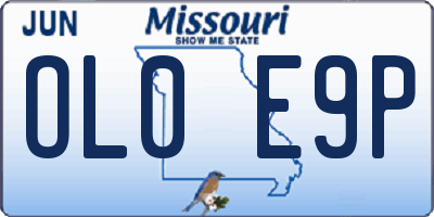 MO license plate OL0E9P