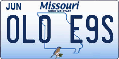 MO license plate OL0E9S