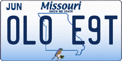 MO license plate OL0E9T
