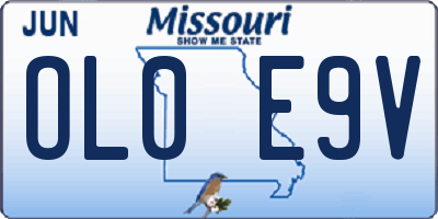 MO license plate OL0E9V