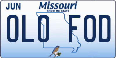 MO license plate OL0F0D