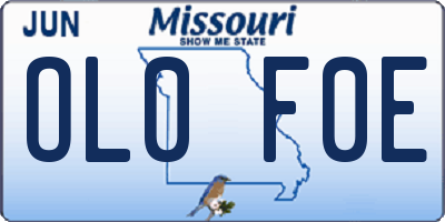 MO license plate OL0F0E