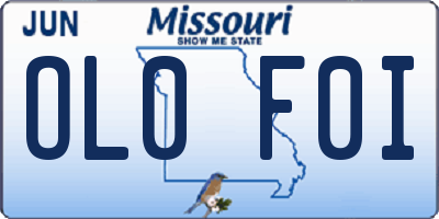 MO license plate OL0F0I