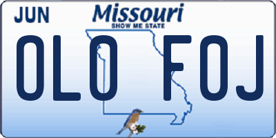 MO license plate OL0F0J