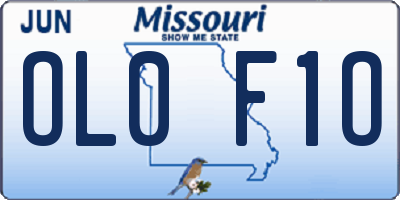 MO license plate OL0F1O