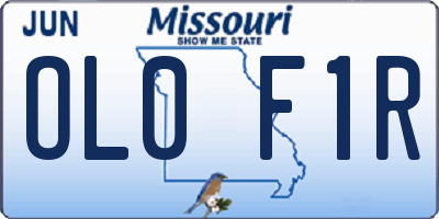 MO license plate OL0F1R