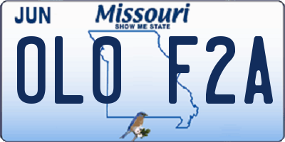 MO license plate OL0F2A