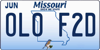 MO license plate OL0F2D