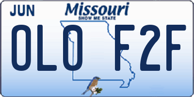 MO license plate OL0F2F