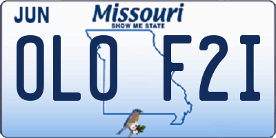 MO license plate OL0F2I