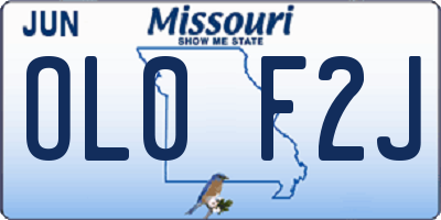 MO license plate OL0F2J