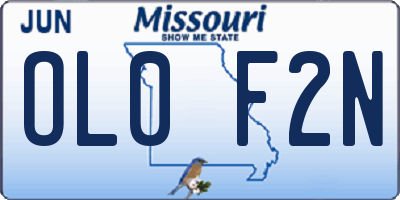 MO license plate OL0F2N