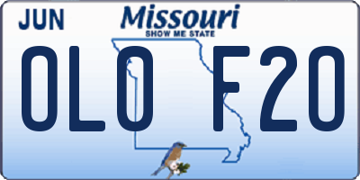 MO license plate OL0F2O