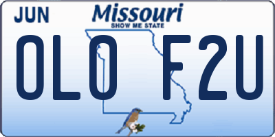 MO license plate OL0F2U